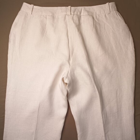 Winter White Sparkly Linen Pants Size 20W High Rise Wide Leg Pamela Dennis - Picture 3 of 9